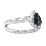 Two Piece Pear Teardrop Natural Stone Ring