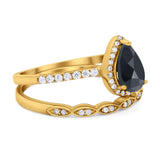 Two Piece Pear Teardrop Natural Stone Ring