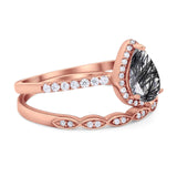 Two Piece Pear Teardrop Natural Stone Ring