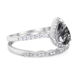 Two Piece Pear Teardrop Natural Stone Ring