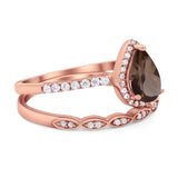 Two Piece Pear Teardrop Natural Stone Ring