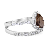 Two Piece Pear Teardrop Natural Stone Ring
