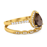 Two Piece Pear Teardrop Natural Stone Ring