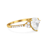 Pear Teardrop Natural Stone Wedding Ring