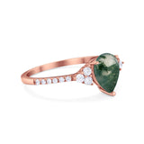 Pear Teardrop Natural Stone Wedding Ring
