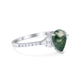 Pear Teardrop Natural Stone Wedding Ring