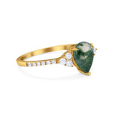 Pear Teardrop Natural Stone Wedding Ring