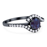 Round Natural Stone Curved Art Deco Ring