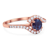 Round Natural Stone Curved Art Deco Ring