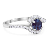 Round Natural Stone Curved Art Deco Ring