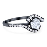 Round Natural Stone Curved Art Deco Ring