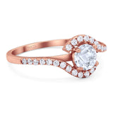 Round Natural Stone Curved Art Deco Ring