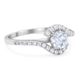 Round Natural Stone Curved Art Deco Ring