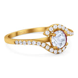 Round Natural Stone Curved Art Deco Ring