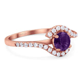 Round Natural Stone Curved Art Deco Ring