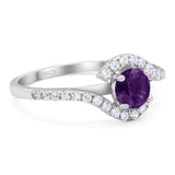 Round Natural Stone Curved Art Deco Ring