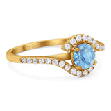 Round Natural Stone Curved Art Deco Ring