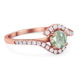 Round Natural Stone Curved Art Deco Ring