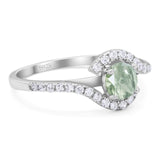 Round Natural Stone Curved Art Deco Ring