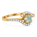 Round Natural Stone Curved Art Deco Ring