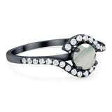 Round Natural Stone Curved Art Deco Ring