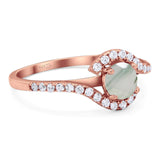 Round Natural Stone Curved Art Deco Ring