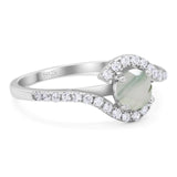 Round Natural Stone Curved Art Deco Ring