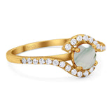 Round Natural Stone Curved Art Deco Ring