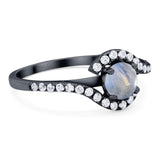 Round Natural Stone Curved Art Deco Ring