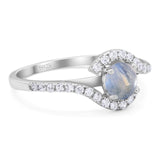 Round Natural Stone Curved Art Deco Ring