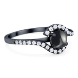 Round Natural Stone Curved Art Deco Ring