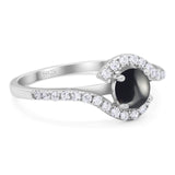 Round Natural Stone Curved Art Deco Ring