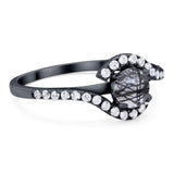 Round Natural Stone Curved Art Deco Ring