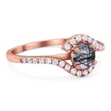 Round Natural Stone Curved Art Deco Ring