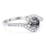 Round Natural Stone Curved Art Deco Ring