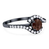 Round Natural Stone Curved Art Deco Ring