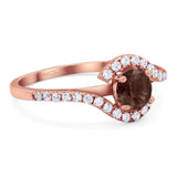 Round Natural Stone Curved Art Deco Ring