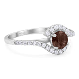 Round Natural Stone Curved Art Deco Ring