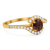 Round Natural Stone Curved Art Deco Ring