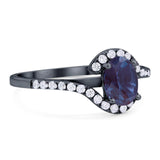 Oval Natural Stone Curved Art Deco Ring