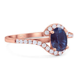 Oval Natural Stone Curved Art Deco Ring