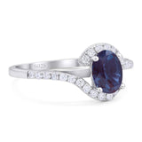 Oval Natural Stone Curved Art Deco Ring