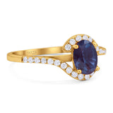 Oval Natural Stone Curved Art Deco Ring