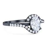 Oval Natural Stone Curved Art Deco Ring