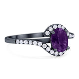 Oval Natural Stone Curved Art Deco Ring