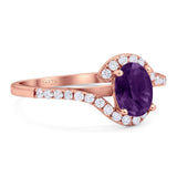 Oval Natural Stone Curved Art Deco Ring