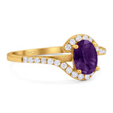 Oval Natural Stone Curved Art Deco Ring