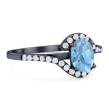 Oval Natural Stone Curved Art Deco Ring