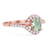 Oval Natural Stone Curved Art Deco Ring