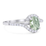 Oval Natural Stone Curved Art Deco Ring